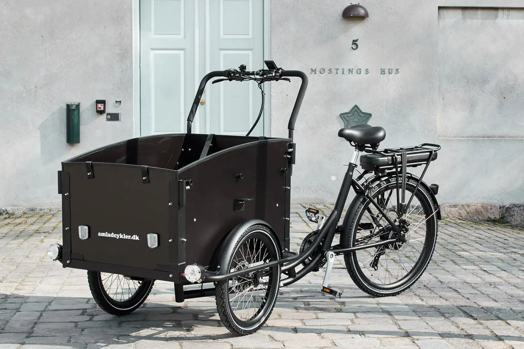 Amcargobikes Ultimate Curve Tadpole Cargo Electric Tricycle Black - HITRONIC